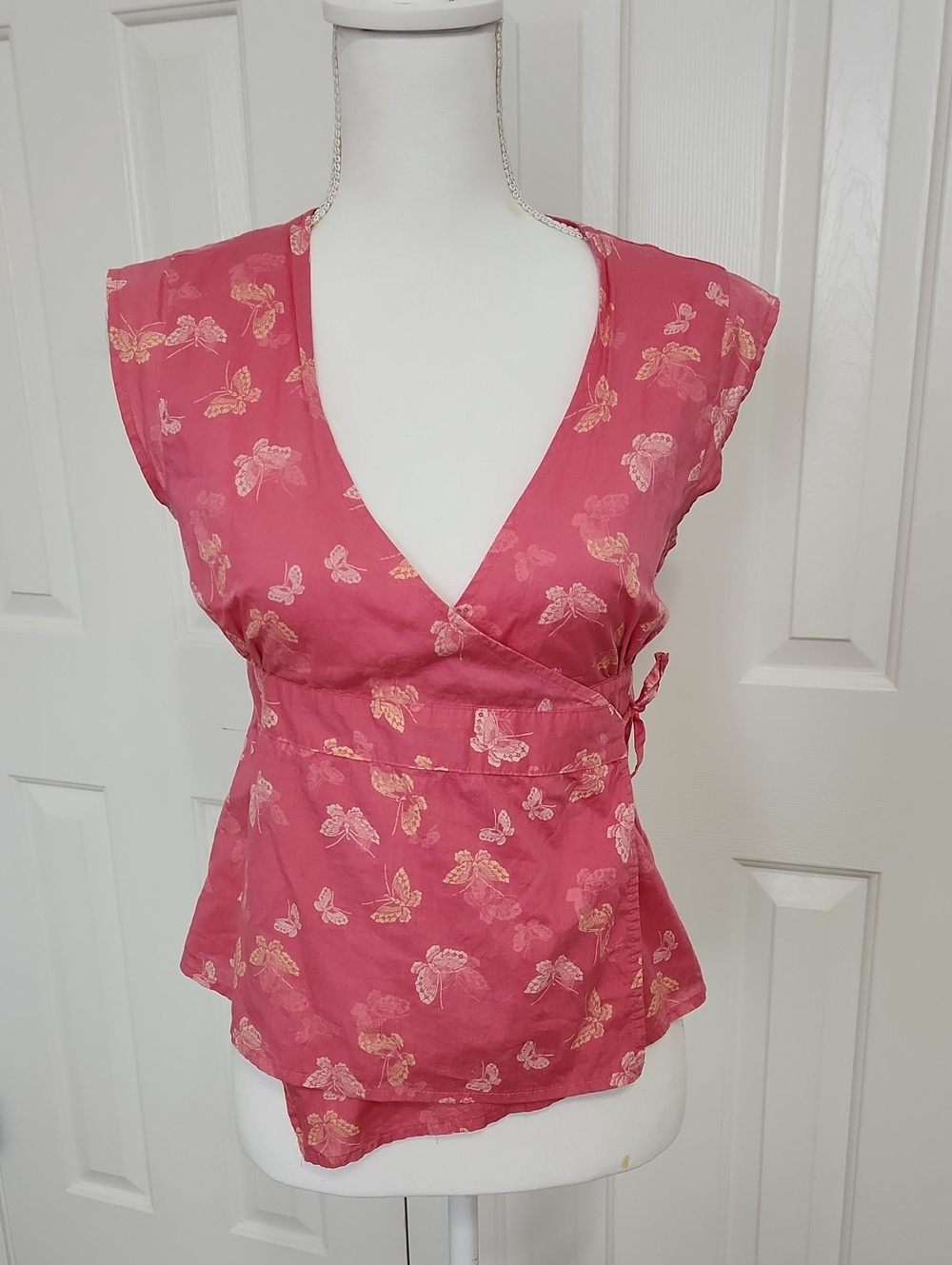 *Y2K Gap Butterfly Wrap Sleeveless Top XS 100% Cotton Unique Rare Cottagecore